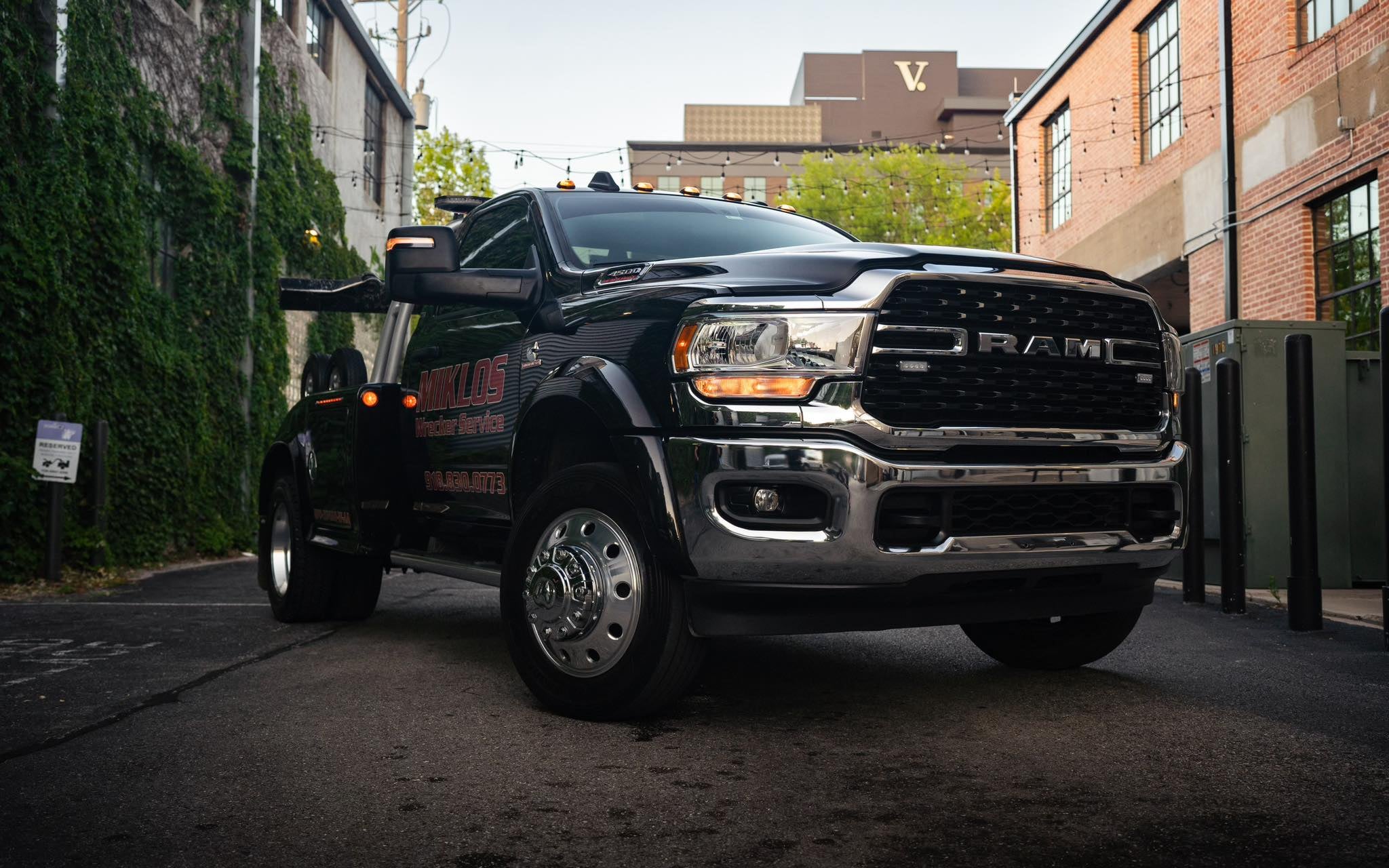 Miklos Towing RAM wrecker truck ready for service in Tulsa